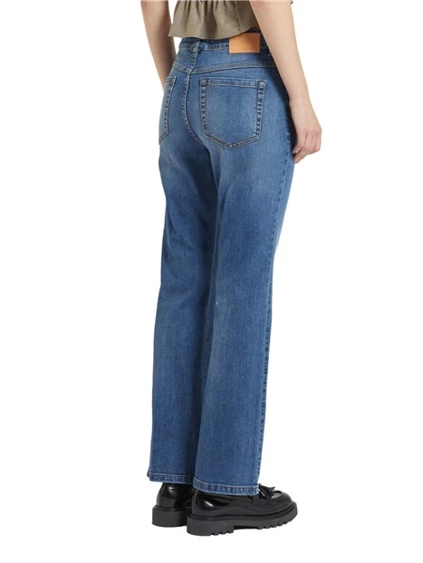 JEANS A ZAMPA IN DENIM DI COTONE LAVATO DONNA BLU