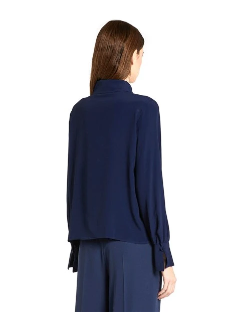 BLUSA IN CREPE DE CHINE MISTO SETA DONNA BLU