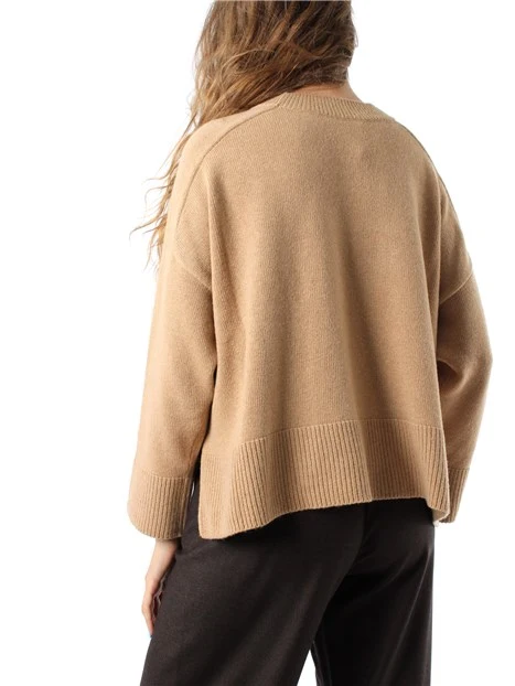 MAGLIA GIROCOLLO IN FILATO DI ECOCASHMERE DONNA BEIGE