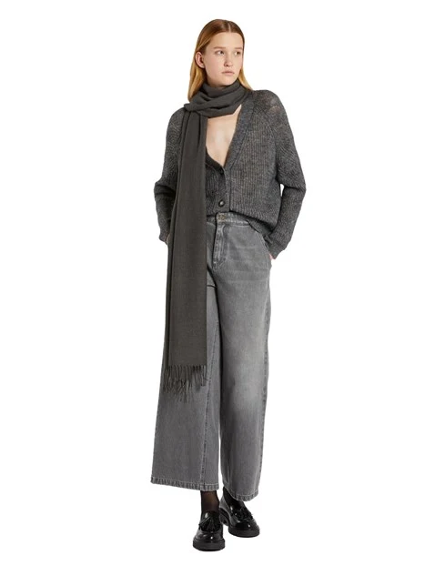 CARDIGAN IN FILATO MISTO MOHAIR DONNA GRIGIO