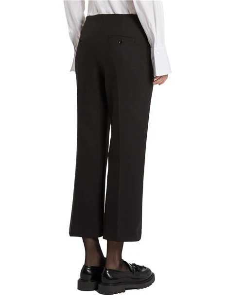 PANTALONI CROPPED GAMBA LARGA IN CADY TECNICO DONNA NERO