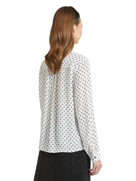 CAMICIA IN CREPE DI VISCOSA STAMPATO A POIS DONNA BIANCO