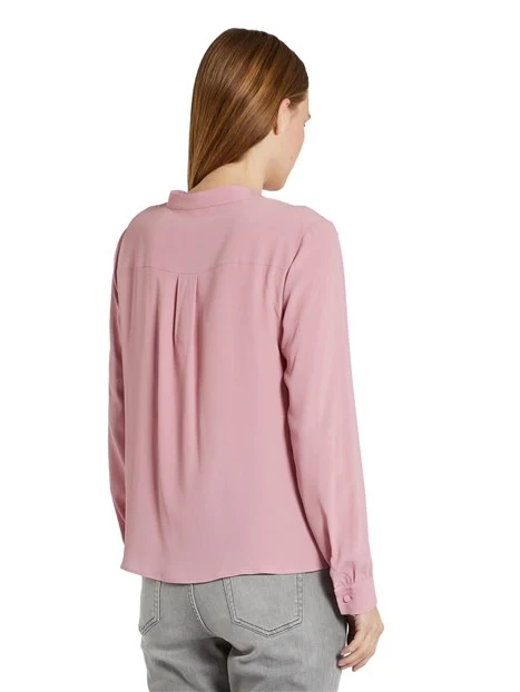 BLUSA SCOLLO A V IN CREPE DE CHINE MISTO SETA DONNA ROSA