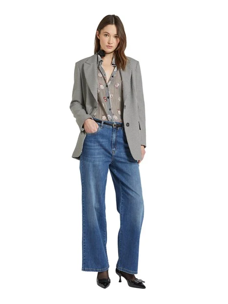 JEANS PALAZZO IN DENIM DI COTONE LAVATO DONNA BLU