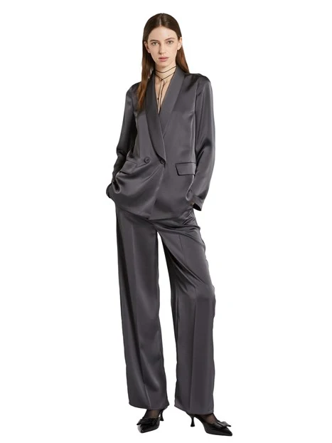 GIACCA BLAZER MONOPETTO IN RASO FLUIDO DONNA GRIGIO