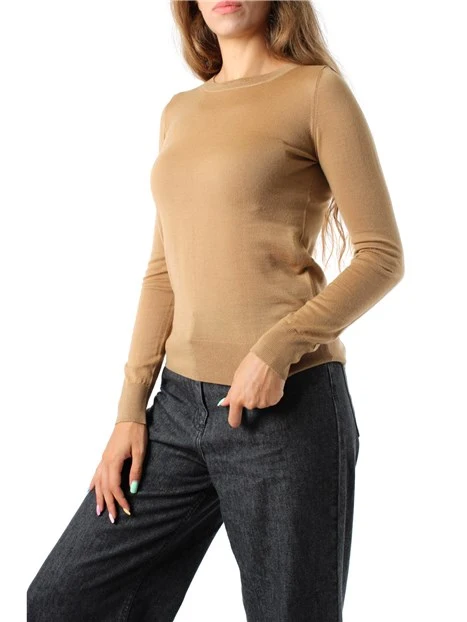 MAGLIA GIROCOLLO IN PURA LANA FINE DONNA BEIGE