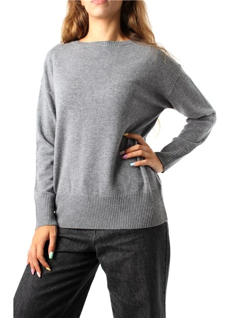 MAGLIA GIROCOLLO IN LANA MERINO ULTRAFINE DONNA GRIGIO