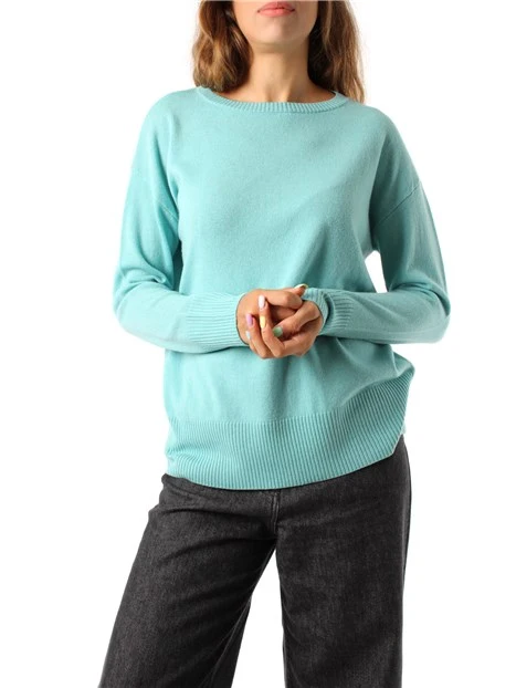 MAGLIA GIROCOLLO IN LANA MERINO ULTRAFINE DONNA BLU