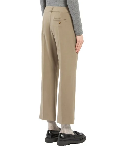 PANTALONI ZAMPA IN GABARDINA BIELASTICA DONNA MARRONE