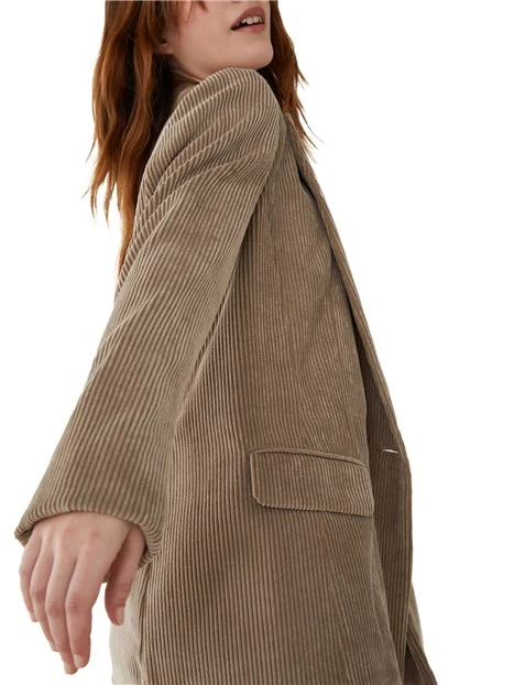 BLAZER IN VELLUTO A COSTE ELASTICO DONNA MARRONE