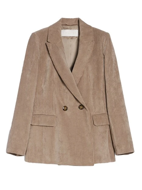 BLAZER IN VELLUTO A COSTE ELASTICO DONNA MARRONE