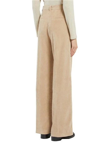 PANTALONI PALAZZO IN VELLUTO A COSTE ELASTICO DONNA BEIGE