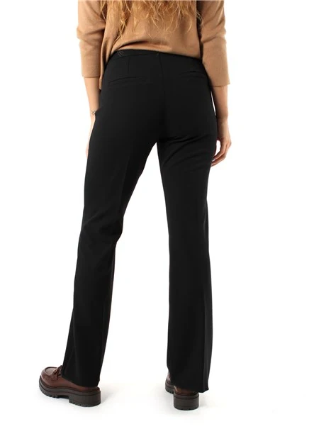 PANTALONI ZAMPA IN MAGLIA CREPE ELASTICA DONNA NERO