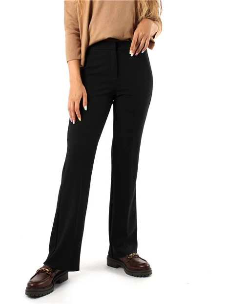 PANTALONI ZAMPA IN MAGLIA CREPE ELASTICA DONNA NERO