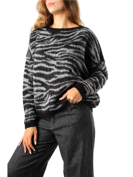 MAGLIA DOLCEVITA MISTO MOHAIR A RIGHE DONNA NERO