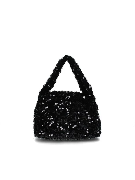 BORSA A MANO LIPARI CON PAILLETTES DONNA NERO