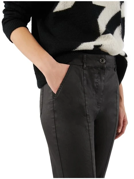 PANTALONI CHINO IN RASO DI COTONE MONOELASTICO DONNA NERO