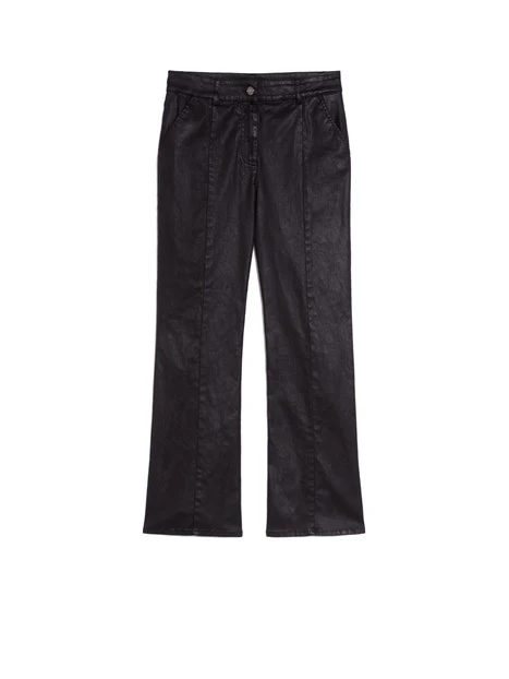 PANTALONI CHINO IN RASO DI COTONE MONOELASTICO DONNA NERO