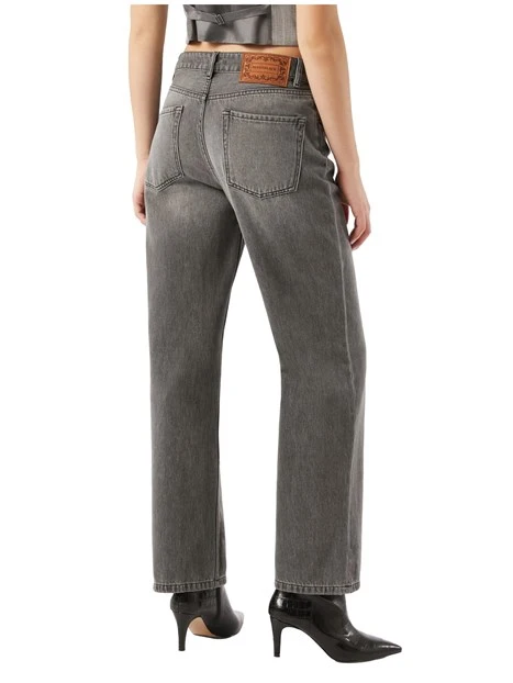 JEANS PALAZZO LINEA DRITTA DENIM DI COTONE DONNA GRIGIO