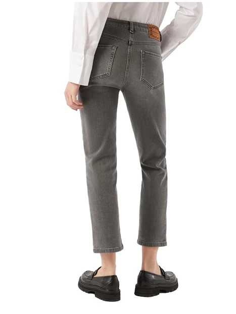 JEANS REGULAR IN DENIM DI COTONE DONNA GRIGIO