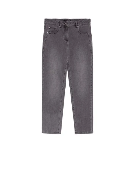 JEANS REGULAR IN DENIM DI COTONE DONNA GRIGIO