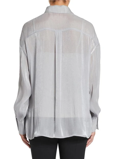 CAMICIA IN RASO CREPONNE EFFETTO BAGNATO DONNA GRIGIO