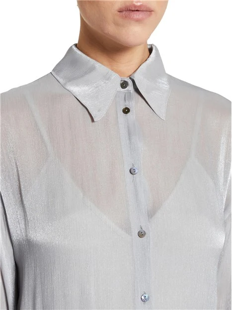 CAMICIA IN RASO CREPONNE EFFETTO BAGNATO DONNA GRIGIO