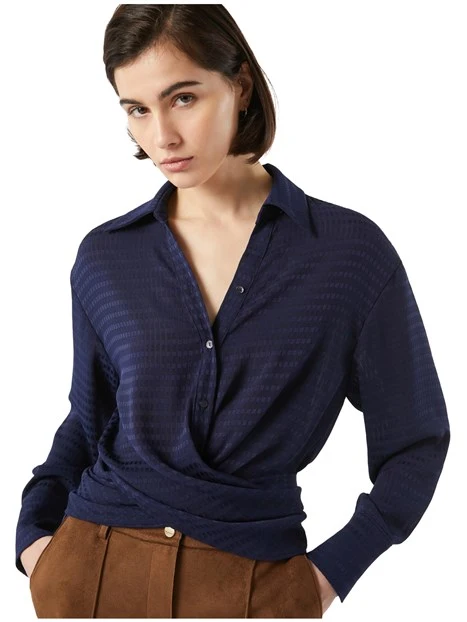 CAMICIA ARMATURATA FLUIDA DONNA BLU