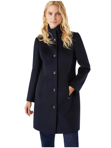 CAPPOTTO LUNGO IN DRAP DI LANA DONNA BLU