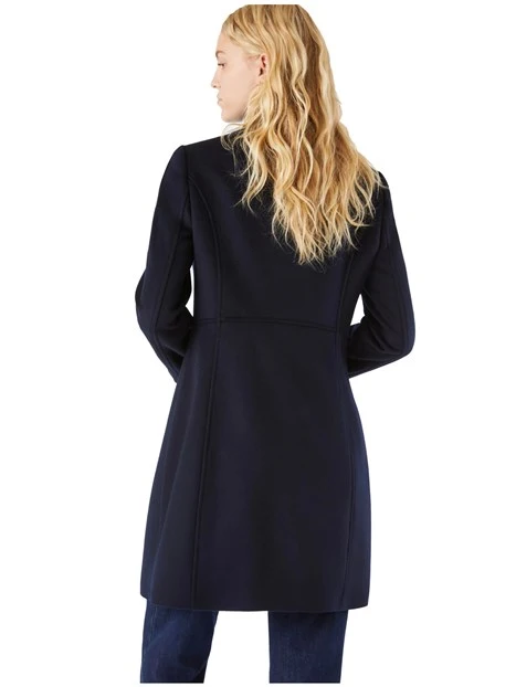 CAPPOTTO LUNGO IN DRAP DI LANA DONNA BLU