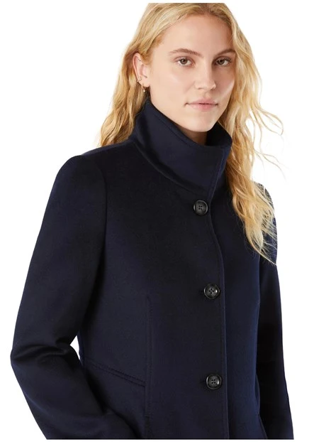 CAPPOTTO LUNGO IN DRAP DI LANA DONNA BLU