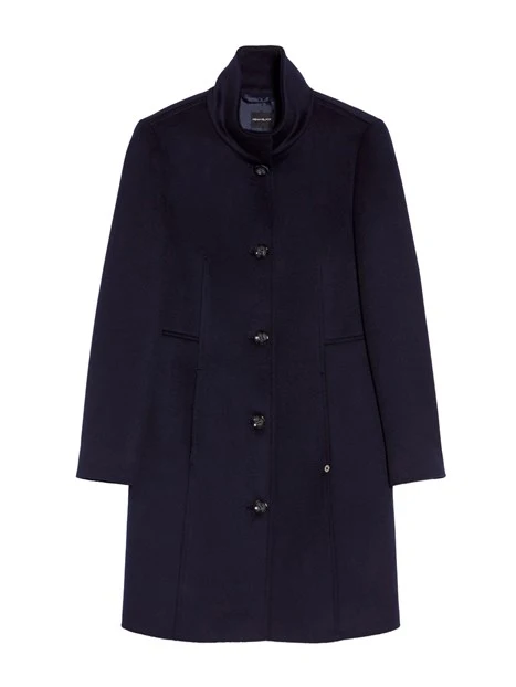 CAPPOTTO LUNGO IN DRAP DI LANA DONNA BLU