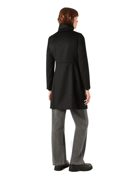 CAPPOTTO LUNGO IN DRAP DI LANA DONNA NERO