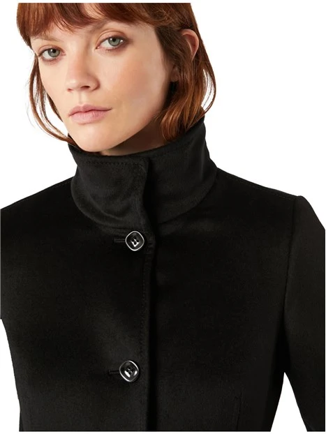 CAPPOTTO LUNGO IN DRAP DI LANA DONNA NERO