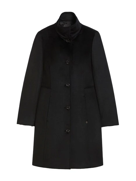 CAPPOTTO LUNGO IN DRAP DI LANA DONNA NERO