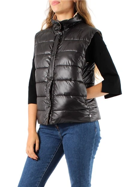 GILET IMBOTTITO CORTO IN TESSUTO TECNICO DONNA NERO