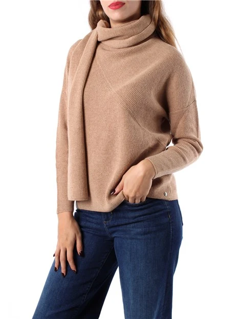 MAGLIA DOLCEVITA IN PUNTO PANNOCCHIA MISTO CASHMERE DONNA BEIGE