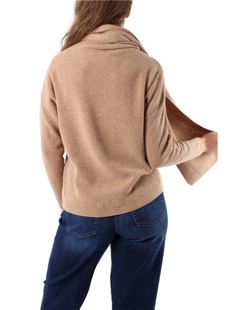 MAGLIA DOLCEVITA IN PUNTO PANNOCCHIA MISTO CASHMERE DONNA BEIGE