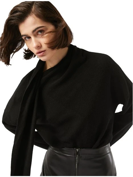 MAGLIA DOLCEVITA IN PUNTO PANNOCCHIA MISTO CASHMERE DONNA NERO