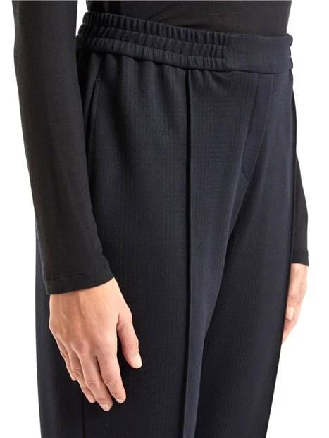 PANTALONI A SIGARETTA IN MAGLIA JACQUARD DI VISCOSA DONNA BLU