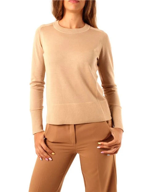 MAGLIA GIROCOLLO IN PURA LANA SOTTILE DONNA BEIGE