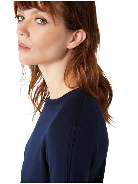 MAGLIA GIROCOLLO IN PURA LANA SOTTILE DONNA BLU