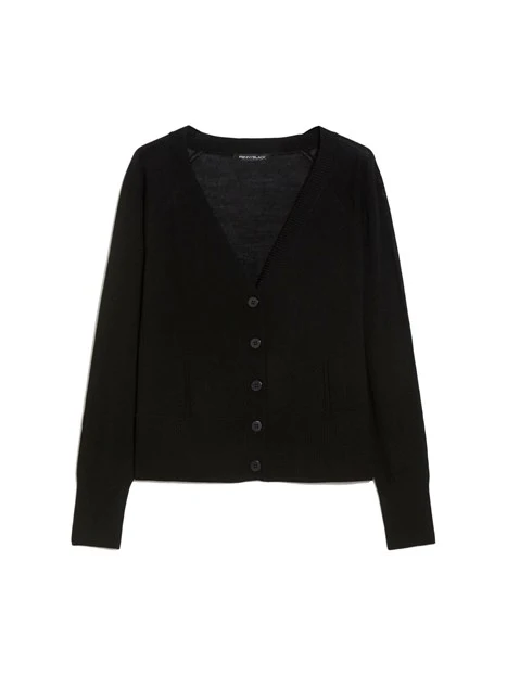 CARDIGAN IN PURA LANA SOTTILE CON BOTTONI DONNA NERO