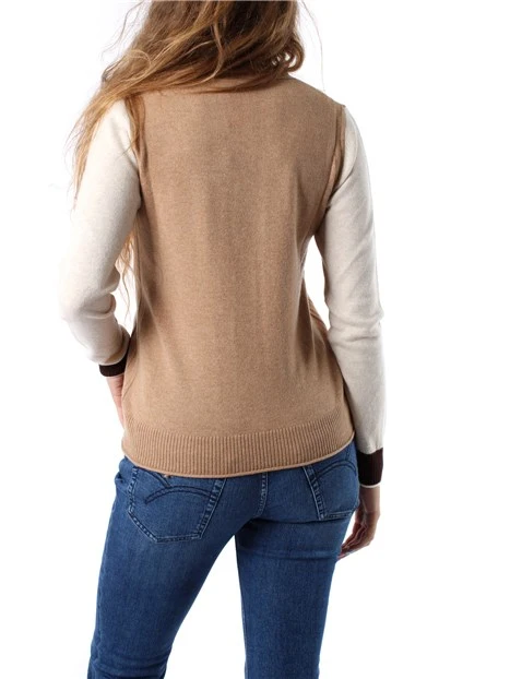 CARDIGAN IN LANA MISTO CASHMERE DONNA BEIGE