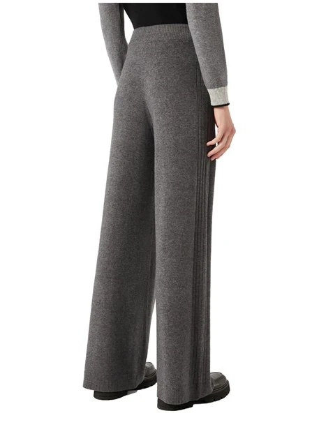 PANTALONI PALAZZO IN MISTO LANA E CASHMERE DONNA GRIGIO