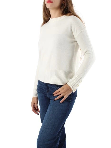 MAGLIA GIROCOLLO LANA MISTO CASHMERE DONNA AVORIO