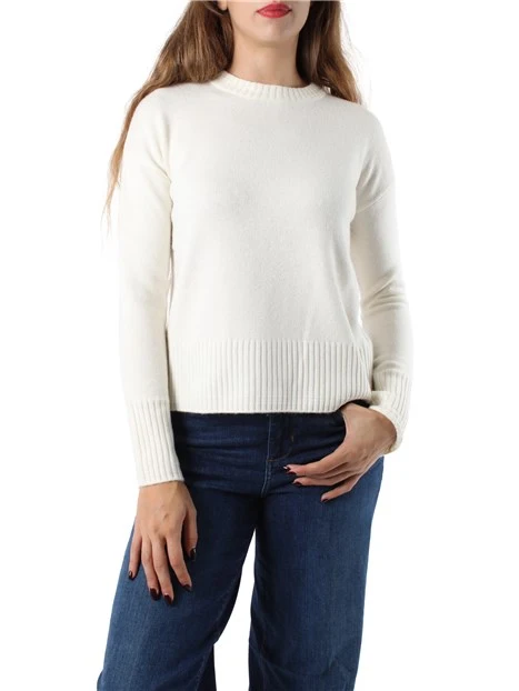 MAGLIA GIROCOLLO LANA MISTO CASHMERE DONNA AVORIO