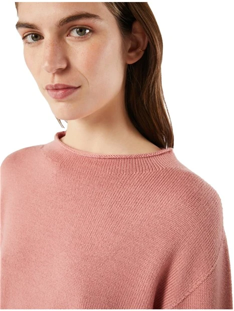 MAGLIA GIROCOLLO IN PURA LANA TINTURA ECO DONNA ROSA