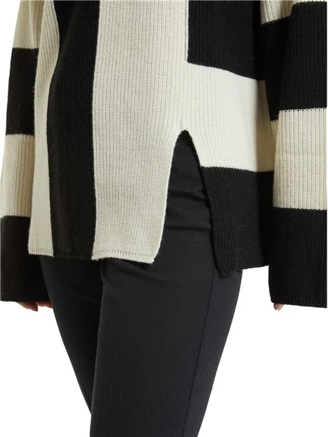 MAGLIA GIROCOLLO IN PUNTO PANNOCCHIA MISTO CASHMERE DONNA NERO