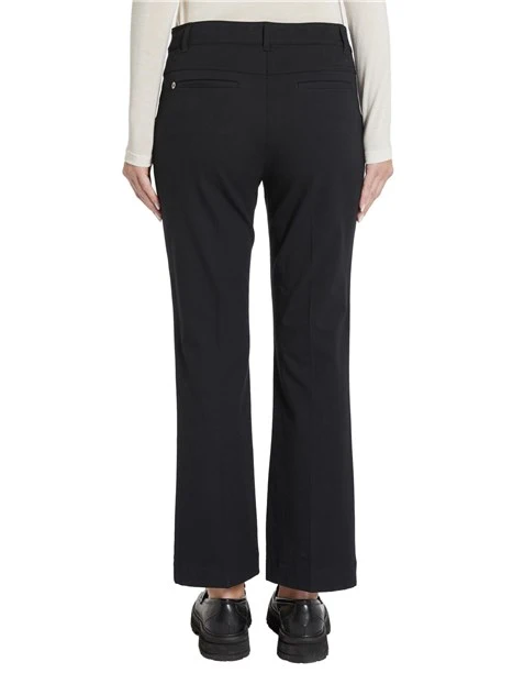 PANTALONI ZAMPA IN TWILL DI VISCOSA DONNA NERO